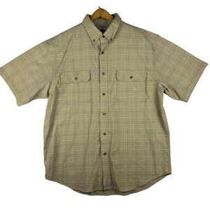 The North Face Shirt Brown Button Up Shirt Mens Large Double Pocket Zip Hiking